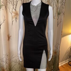 Elegant Black Sleeveless Dress with Silver Accents
